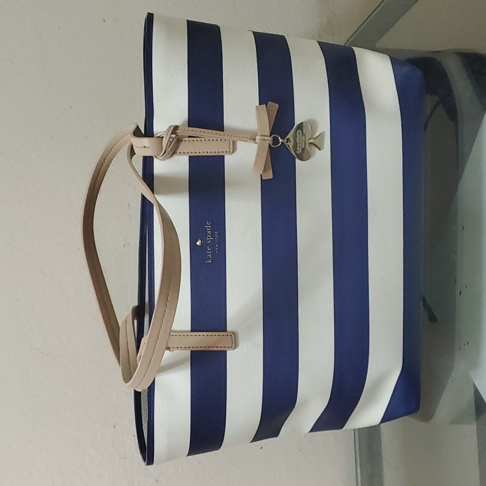 Kate Spade Tote Bag Blue and white Stripe